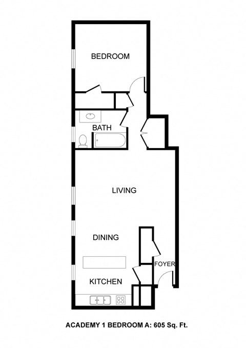 a floor plan of a bedroom apartment with a asymmetrical floor plan with an open